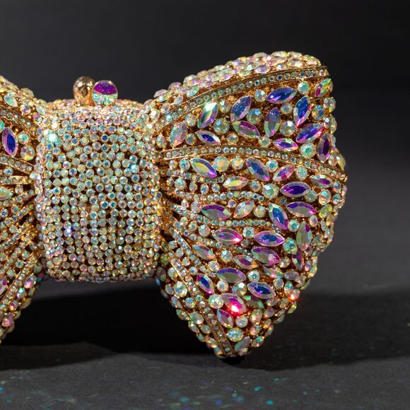 Verano Hill Isabella Bow Clutch Bag Gold Rhinestone Design NWOT - Picture 3 of 6